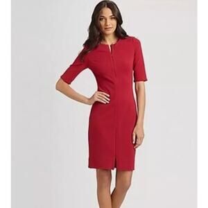 NWT Diane Von Furstenberg Red Short Sleeve Saturn Full Front Zip Dress 10